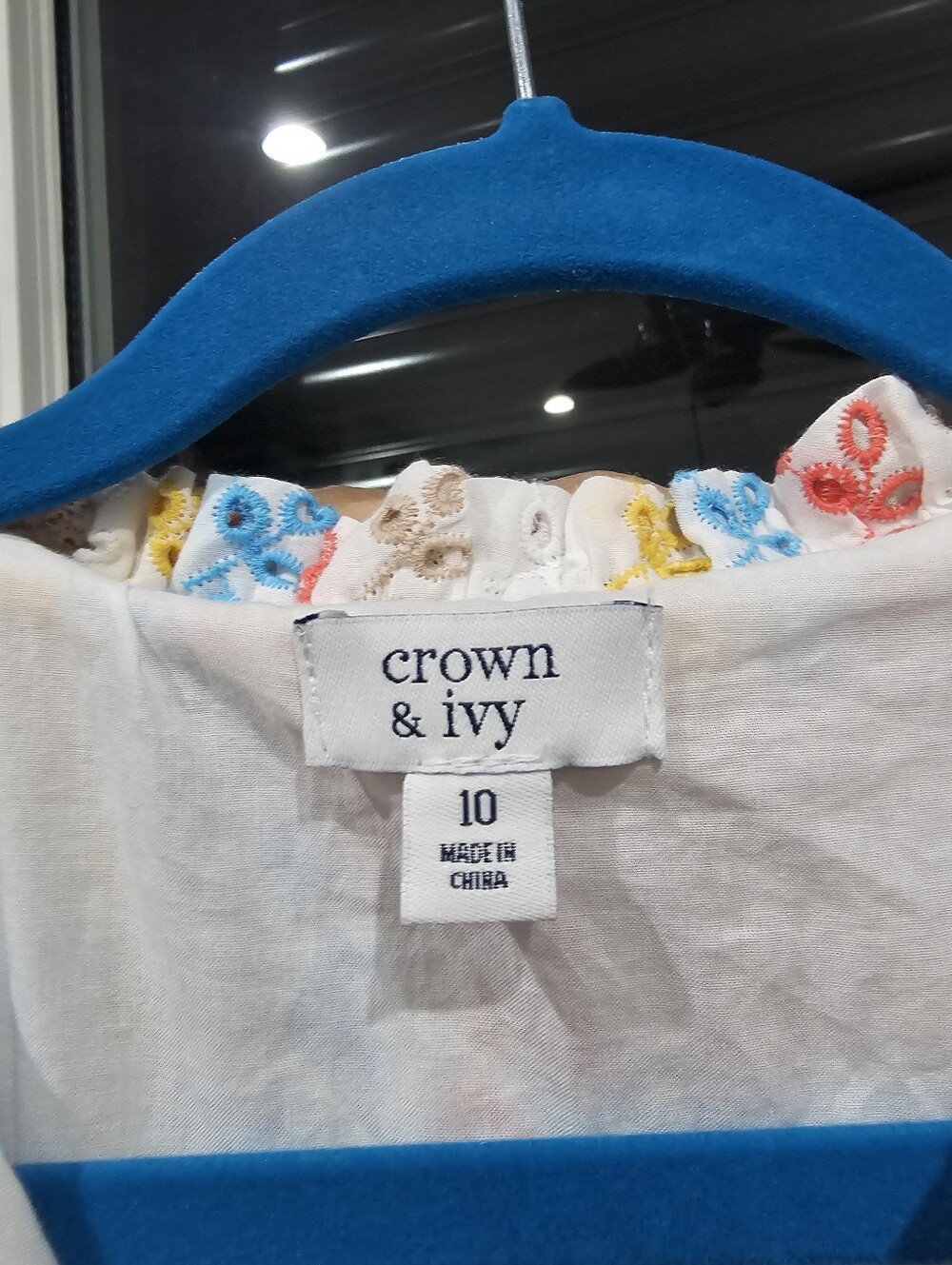 Crown & Ivy Embroidered Cap Sleeve Eyelet Maxi Dress Sz 10 - 100% Cotton - Picture 6 of 14